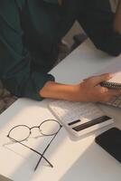 Brainstorming meeting of businessmen working together to come up with a marketing strategy Business finance and accounting concepts photo