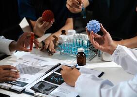 Group of professional medical doctor team meeting training medical in uniform working discussing and talk with patients record, teaching medic team, sit in hospital.health medical care concept photo