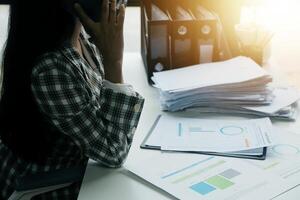 Team of business people working together in the meeting room office, teamwork background charts and graphs banner, double exposure successful teamwork,business planning concept. photo
