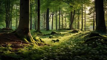 Serene forest scenery backdrop photo
