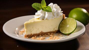 Close-up of decadent creamy key lime pie photo