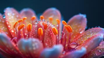 Close-up of a Dew-Covered Flower photo