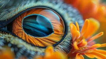 Close-up of a Moth's Eye and Flower photo