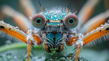 Close-up of a Water Droplet Covered Insect photo