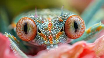Macro Photography of a Praying Mantis with Striking Eyes photo