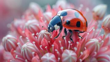 Ladybug on a Pink Flower photo