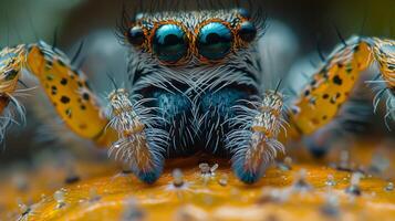 macro fotografía de un vistoso saltando araña foto