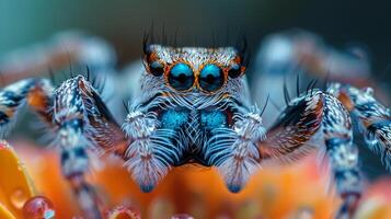Macro Photography of a Colorful Jumping Spider photo
