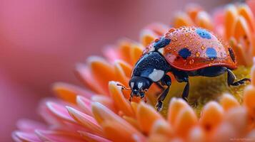 Ladybug on a Pink Flower photo