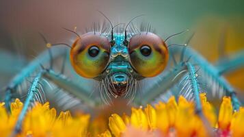 Macro Portrait of a Fly with Vivid Eyes photo