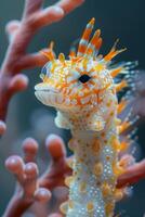 Close-up of a Pygmy Seahorse on Coral photo