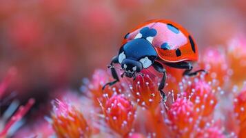 Ladybug on a Bed of Pink Blossoms photo