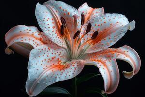 Orange Spotted Lily on Black Background photo