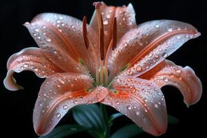 Dew-Kissed Lily in a Dramatic Pose photo