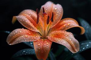 Orange Lily with Dew Drops photo