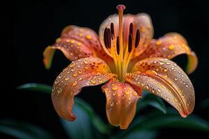 Orange Lily with Dew Drops photo