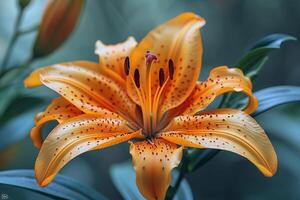 Orange Lily with Dark Spots Close-Up photo