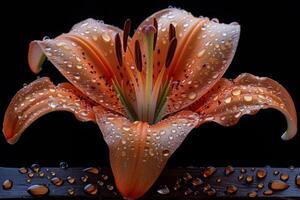 Orange Lily with Water Droplets photo