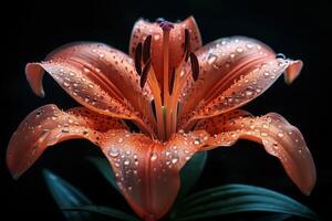 Close-Up of a Dew-Kissed Orange Lily photo