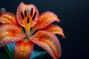 Orange Lily Blossom with Dew Drops photo