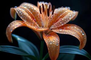 Orange Lily with Dew Drops photo