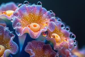 Closeup of Delicate Flower with Water Drops photo