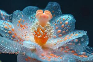 Close-up of a Delicate Flower with Dew Drops photo