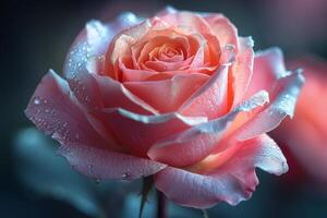 A Pink Rose with Dew Drops photo