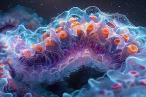 Abstract Bioluminescent Underwater Scene photo