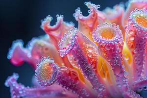 Close-Up of a Flower with Dew Drops photo
