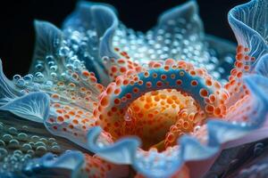 Close-up of a Blue and Orange Aquatic Creature photo