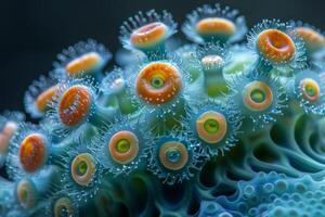 Close-up of a Cluster of Vibrant Sea Anemones photo