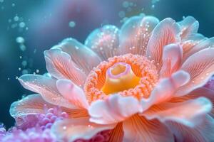 Delicate Pink Flower with Dew Drops photo