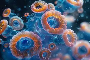 Abstract Organic Forms in Blue and Orange photo