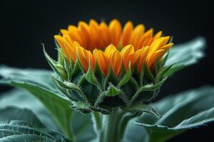 Close-Up of a Sunflower Bud photo