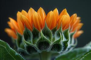 Close-Up of a Sunflower Bud photo