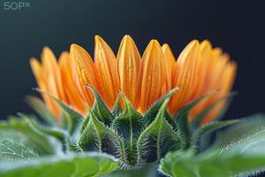 Sunflower Bud Close-Up, Awaiting Bloom photo