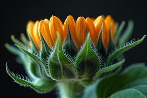 Close-up of a Budding Sunflower photo