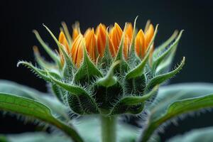 Close-up of a Sunflower Bud photo
