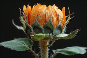 Close-up of a Budding Sunflower photo