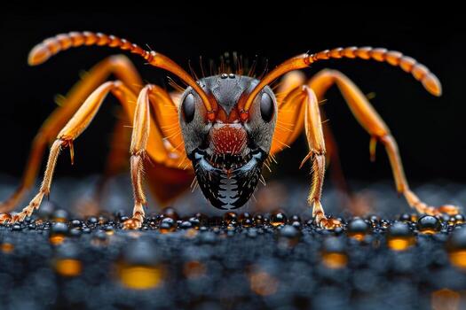 Macro Photography of a Red Ant photo