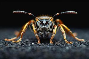 Close-Up Portrait of a Bee with Sharp Features photo