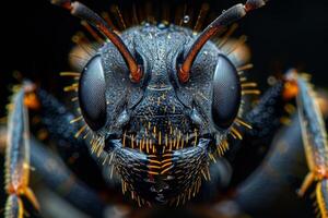 Close-Up Portrait of a Black and Orange Wasp photo