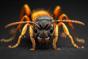 Close-up Portrait of an Orange and Black Wasp photo
