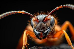 Close-up of an Orange Ant with Black and Red Details photo