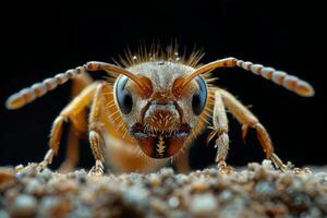 Macro Photography of a Tiny Ant in the Ground photo