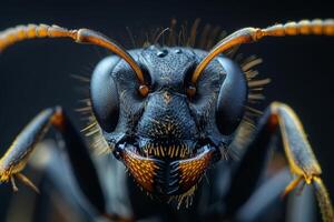 A Close-Up View of a Black Ant's Face photo