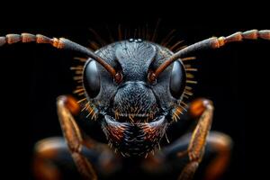 Close Up of a Black Ant with Orange Legs photo