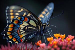 A Colorful Butterfly Perched on Vibrant Flowers photo