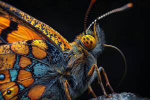 Close-Up Portrait of a Butterfly with Vibrant Colors photo